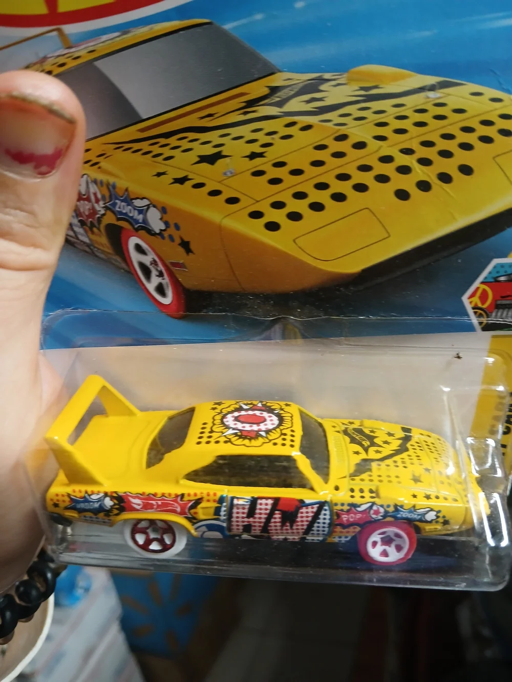yellow Hot Wheels '70 Plymouth Superbird from the 2025 HW Art Cars series